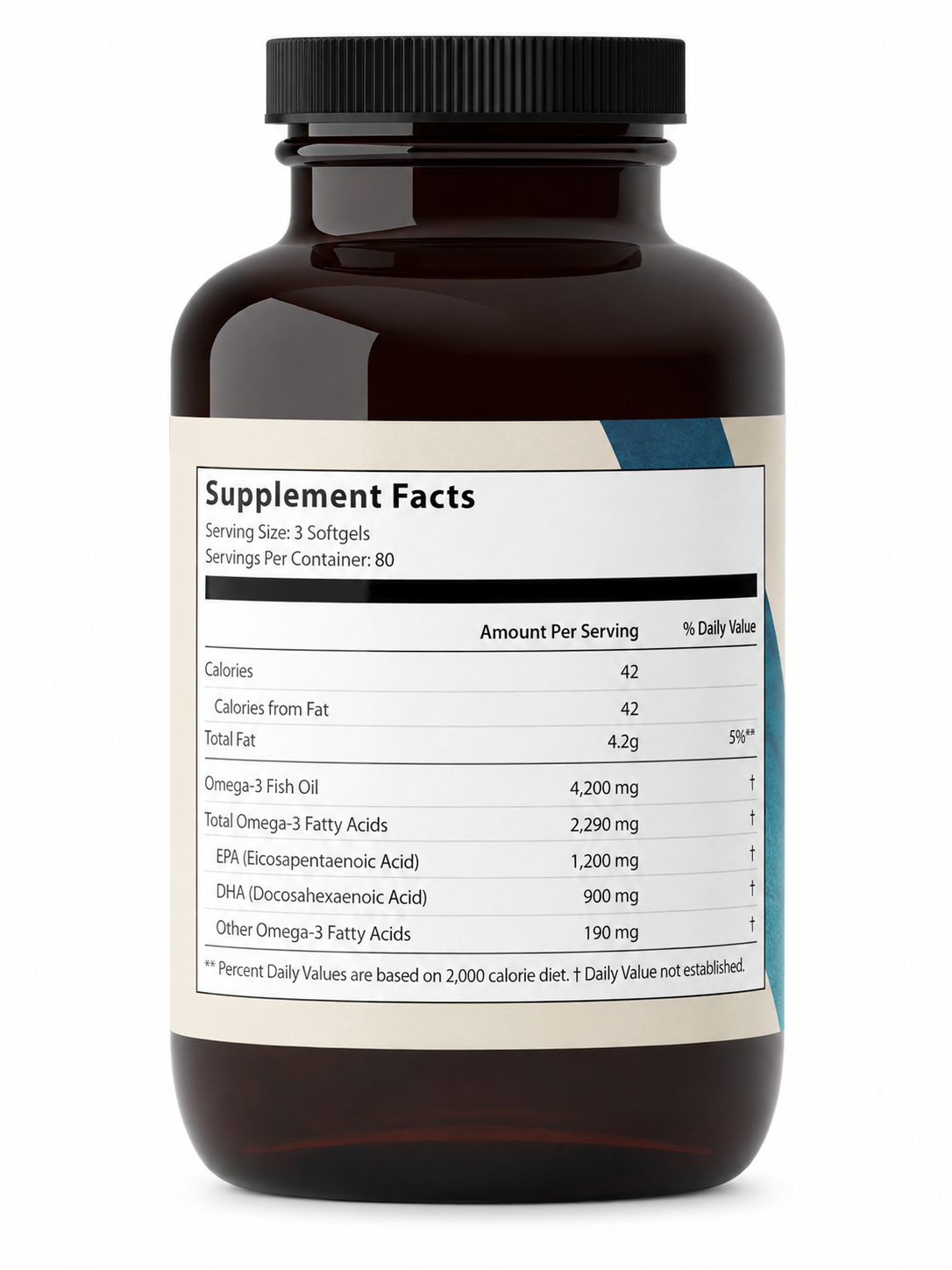 Omega 3 Triple Strength — vista dorsal con ingredientes e información nutricional