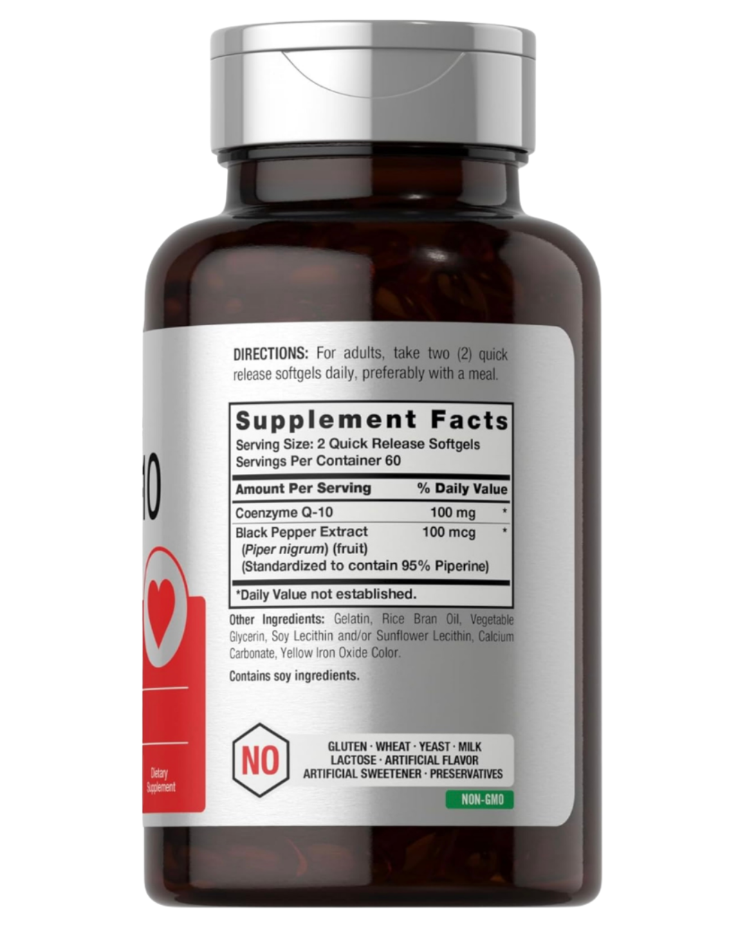 Etiqueta con información nutricional del Absorbable CoQ-10 Horbäach