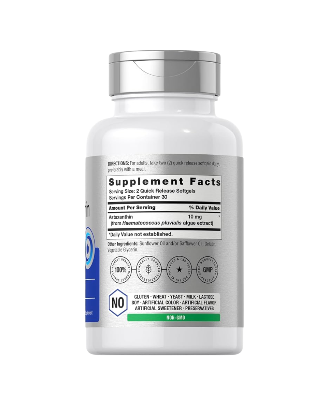 Información nutricional de Astaxantina 10 mg y modo de consumo