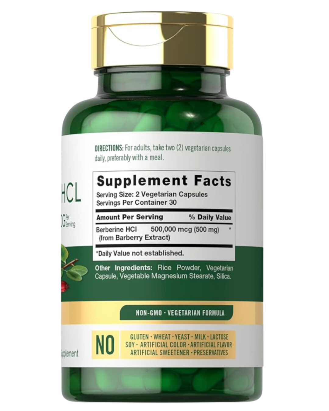 Tabla nutricional de Berberina HCL