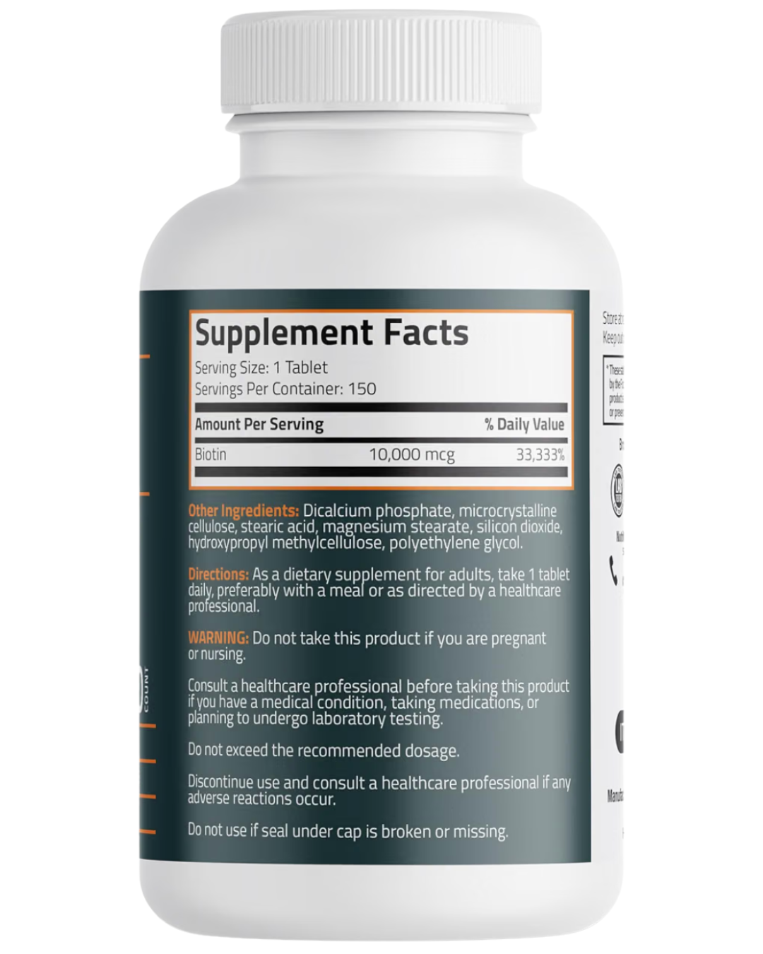 Biotina 10.000 mcg — tabla nutricional